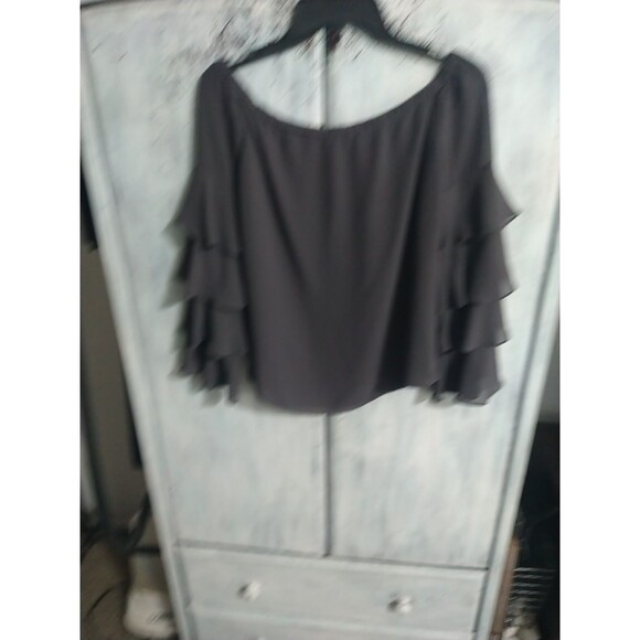 Naked Zebra Ruffled Off The Shoulder Top Small Gray Boho Y2K Feminine Cottage... - Picture 2 of 10